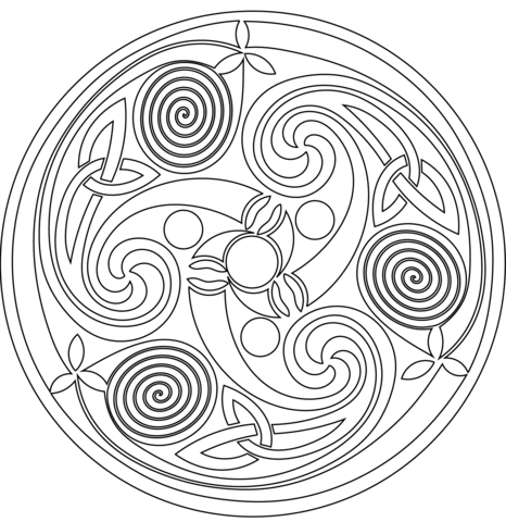 Celtic Spiral Mandala Coloring Page